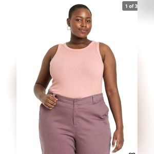 Women's Plus Size Slim Fit Rib Layer Tank Top  A New Day  Light Purple, …